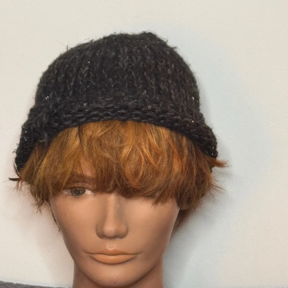 Old Navy Black with Silver Sparklers Knit Beanie